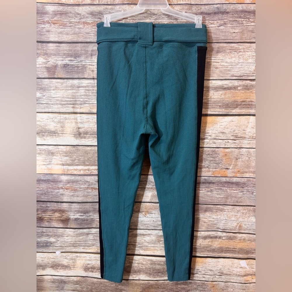 Year of Ours Thermal‎ Ski Belted Leggings M Medium Green Black Stripe Waffle - Picture 6 of 8